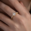 Emerald Cut Solitaire & Baguette Band Ring