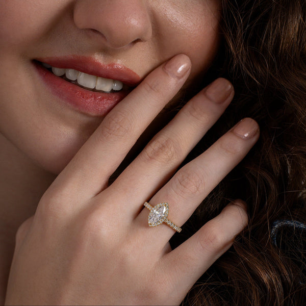 Marquise Halo Pave Ring