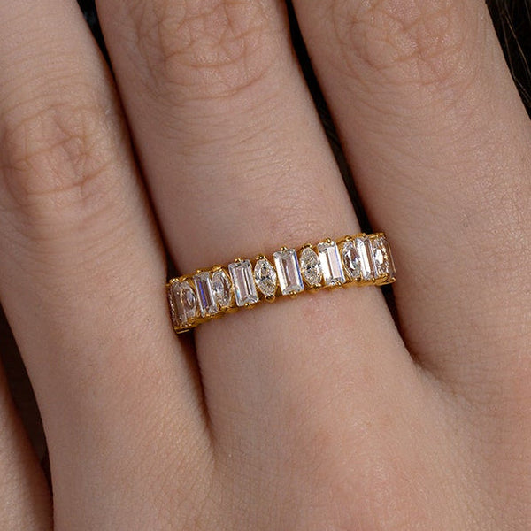 Sparkling Baguette Marquise Wedding Band