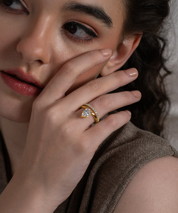 Pear Solitaire & Eternity Ring Set