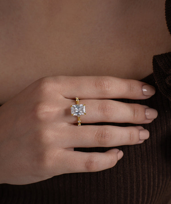 Radiant Solitaire Dainty Stone Ring