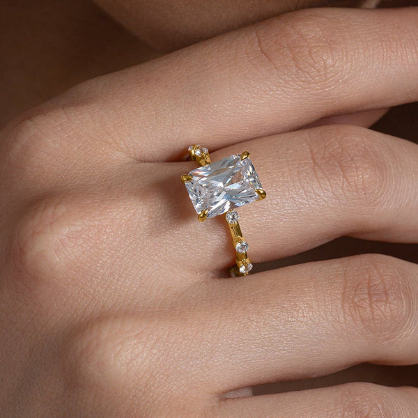 Radiant Solitaire Dainty Stone Ring