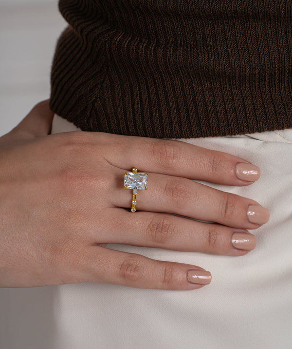 Radiant Solitaire Dainty Stone Ring