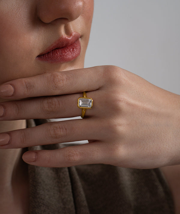 Emerald Cut Bezel Solitaire Ring