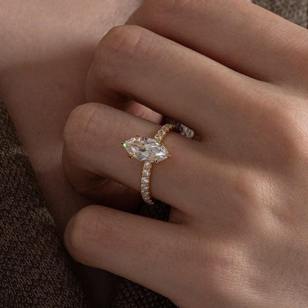 Marquise Pave Solitaire Ring