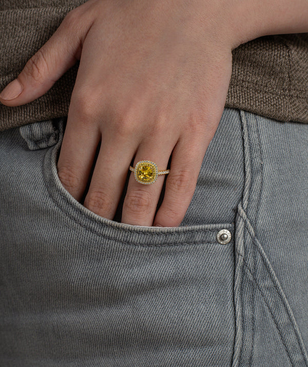 Yellow Double Halo Ring