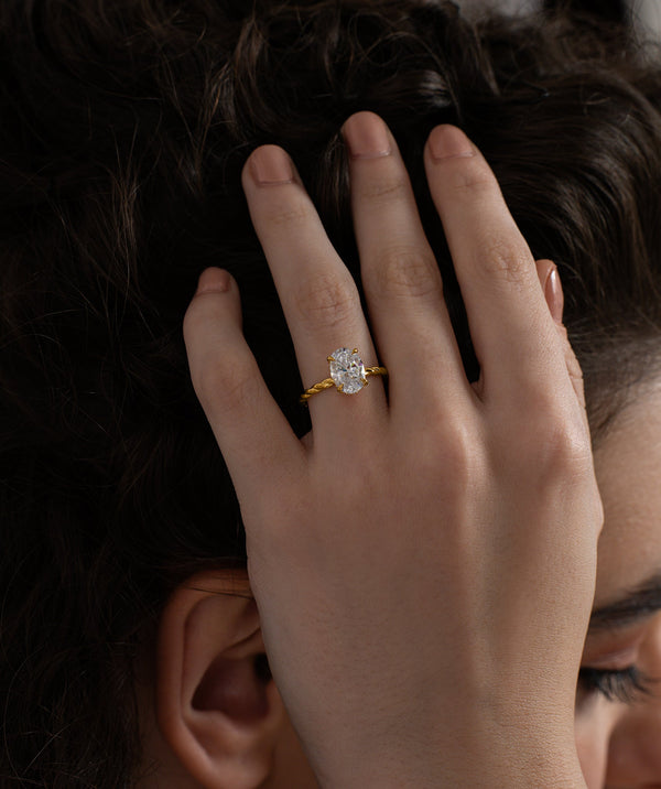 Oval Rope Solitaire Ring