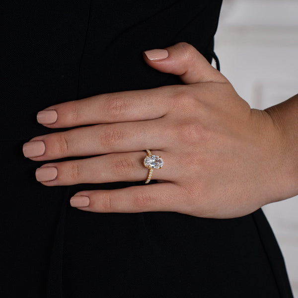 Oval Pave Solitaire Ring