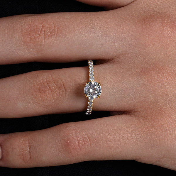 Round Pave Solitaire Ring