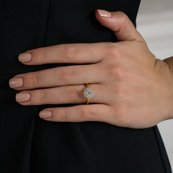Sparkling Floral Cluster Ring