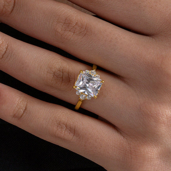 Radiant Cut Side Cluster Ring