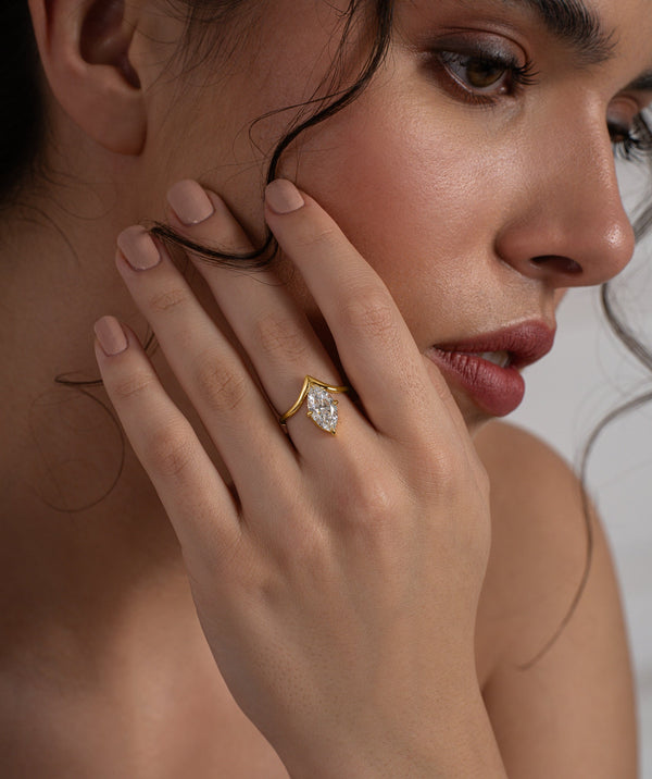 Marquise Solitaire Wishbone Ring