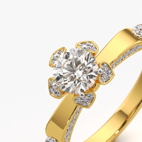 Unique Pavé Shoulder Solitaire Ring