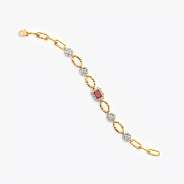 Red Diamond Halo Link Bracelet