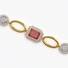 Red Diamond Halo Link Bracelet