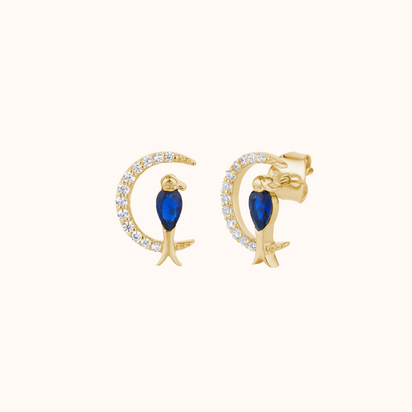 Blue Bird Crescent Studs