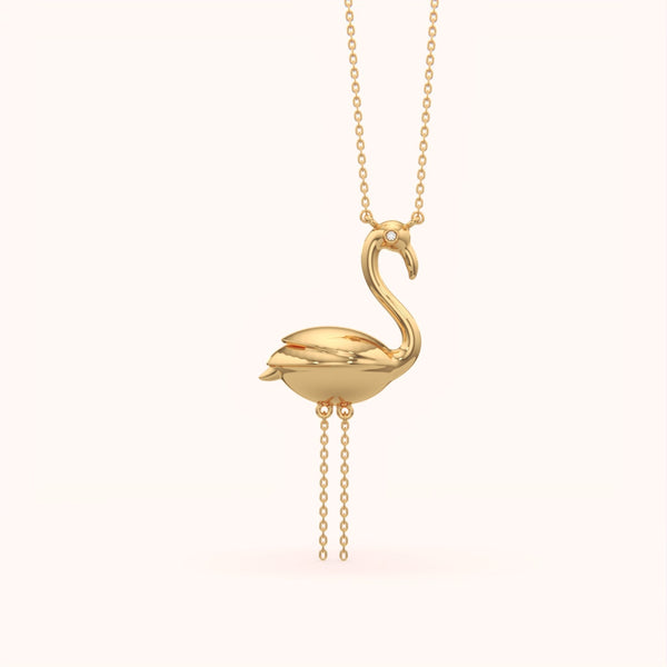 Playful Golden Flamingo Pendant