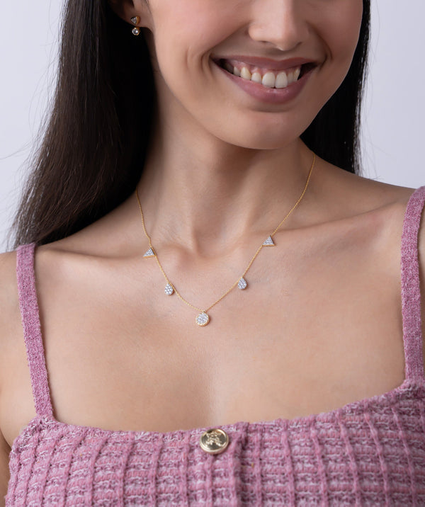 Sparkling Mixed Shape Drop Necklace