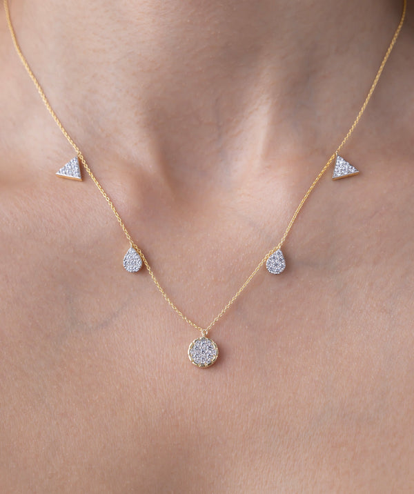 Sparkling Mixed Shape Drop Necklace