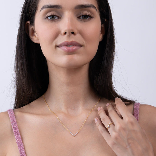 Crystal V-Curve Necklace