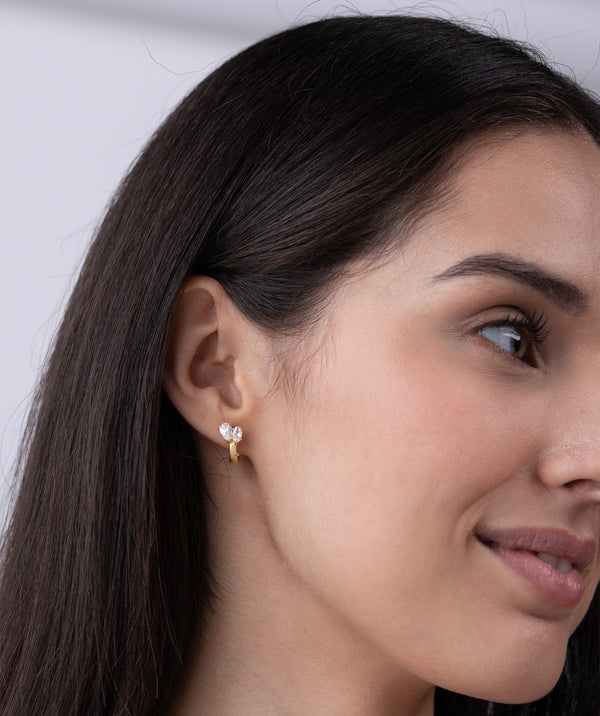 Pear & Oval Duo Huggie Hoops