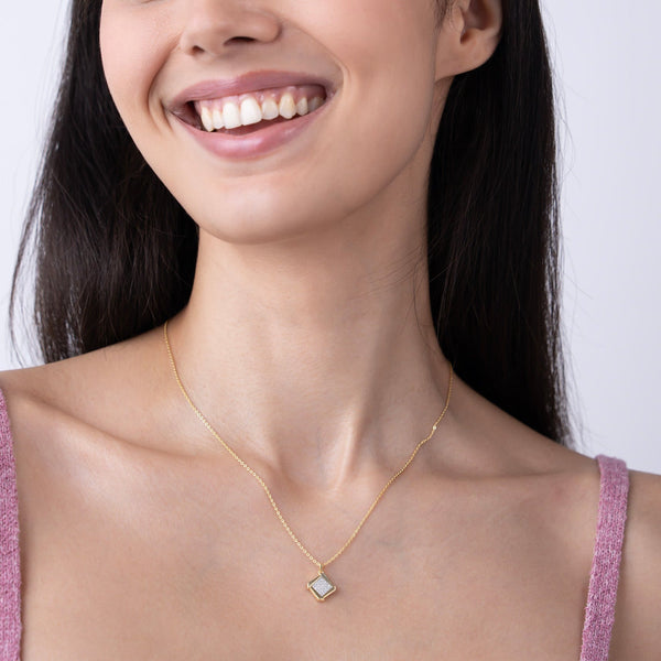 Geometric Pave Square Necklace