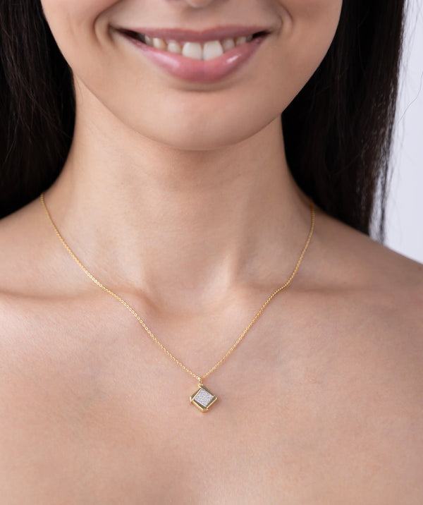 Geometric Pave Square Necklace