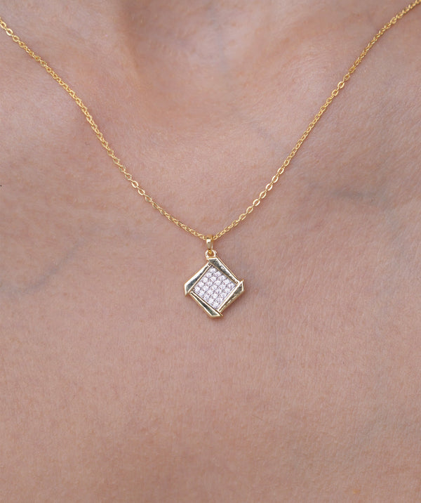 Geometric Pave Square Necklace
