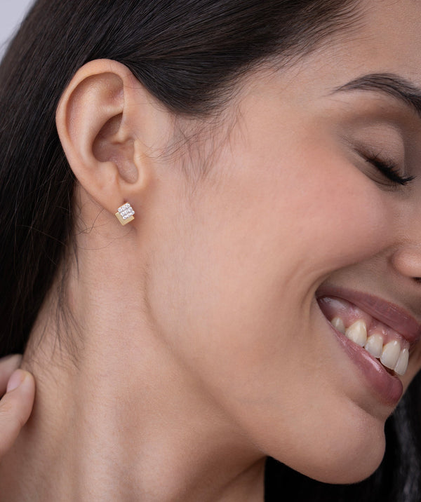 Layered Geometric Square Studs