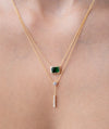 Emerald Cut Layered Drop Necklace