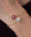 Red & White Heart Open Bangle