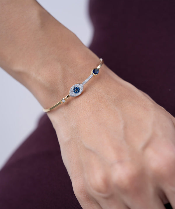 Pave Evil Eye Open Bangle