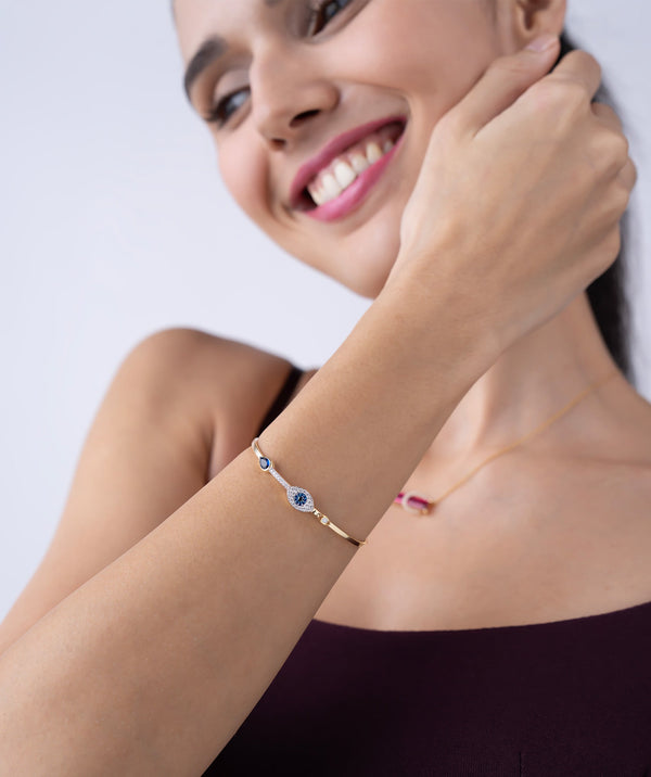 Pave Evil Eye Open Bangle