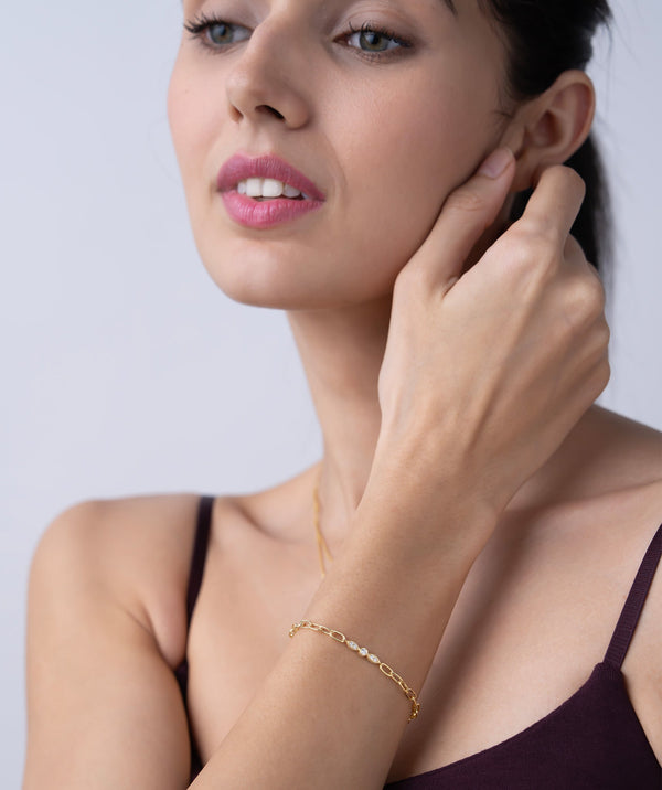 Marquise Station Paperclip Bracelet