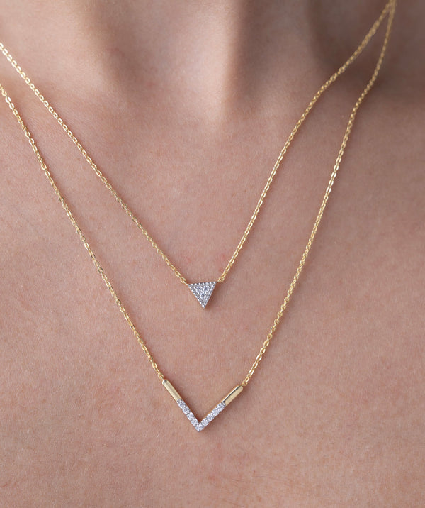 Geometric Layered Triangle & V Necklace