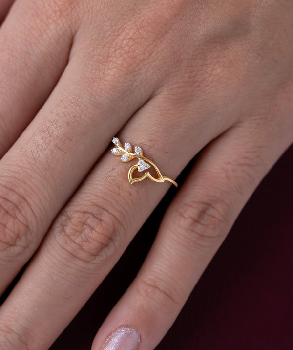 Sparkling Leaf & Infinity Stackable Ring Set