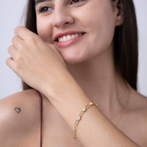 Solitaire Paperclip Link Bracelet