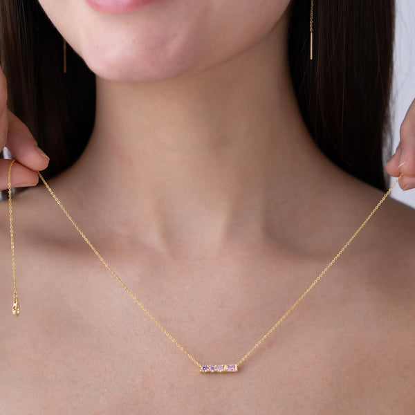 Pink Multi-Shape Bar Necklace