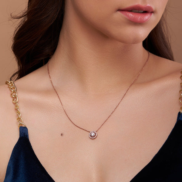 Floating Halo Solitaire Necklace