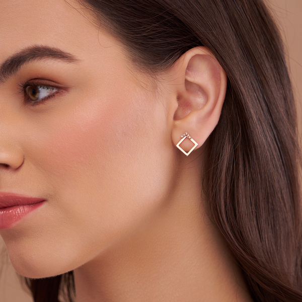 Open Square Chevron Studs