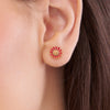 Red Enamel Daisy Studs