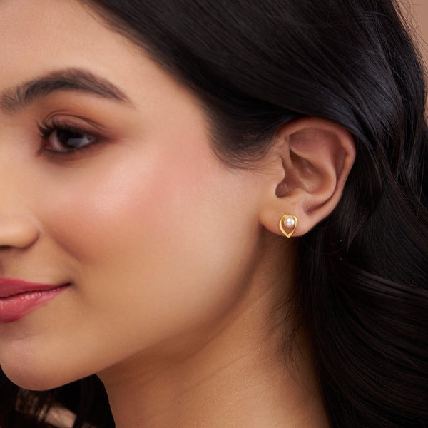 Open Teardrop Pearl Studs