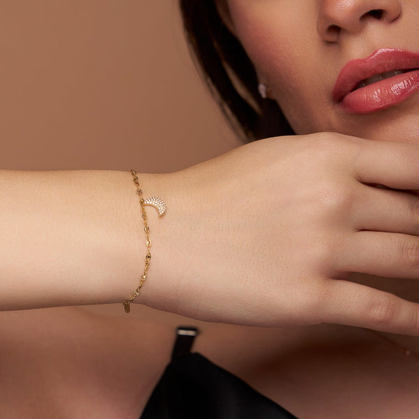 Pave Crescent Moon Bracelet