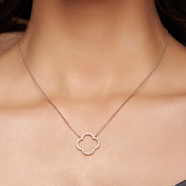 Open Clover Pave Necklace