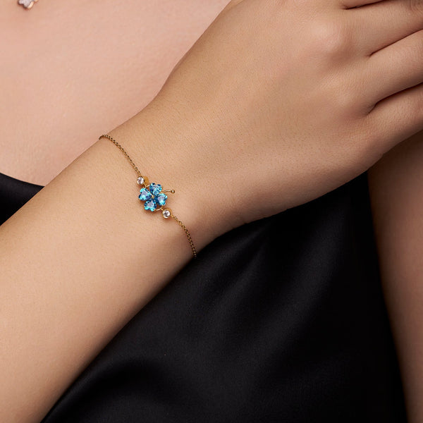 Blue Crystal Clover Bracelet