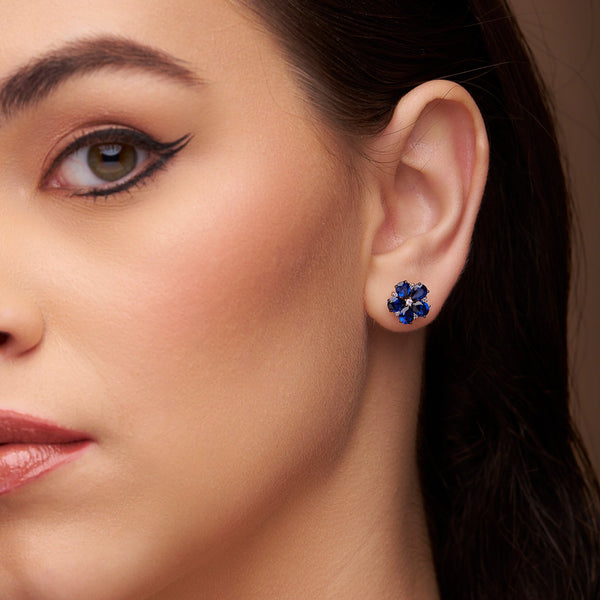 Royal Blue Floral Studs