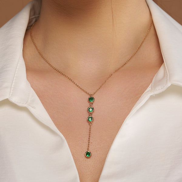 Emerald Green Y-Drop Necklace
