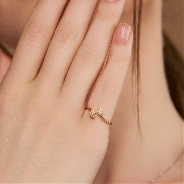 Pave Pear Open Ring