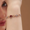 Red Diamond Halo Link Bracelet
