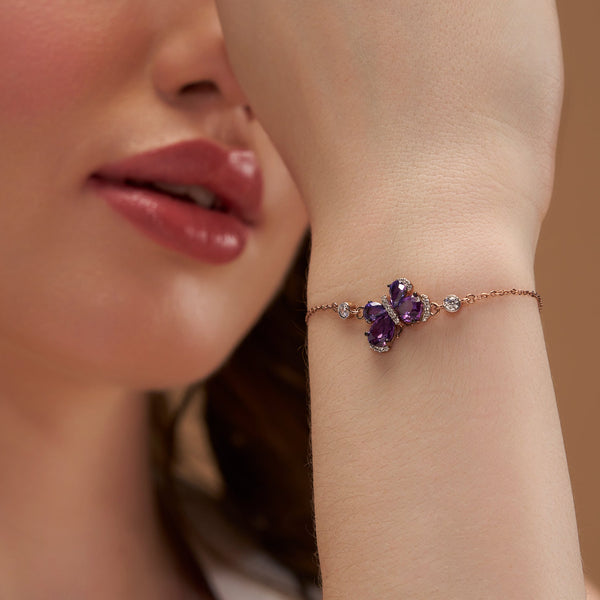 Purple Crystal Butterfly Bracelet